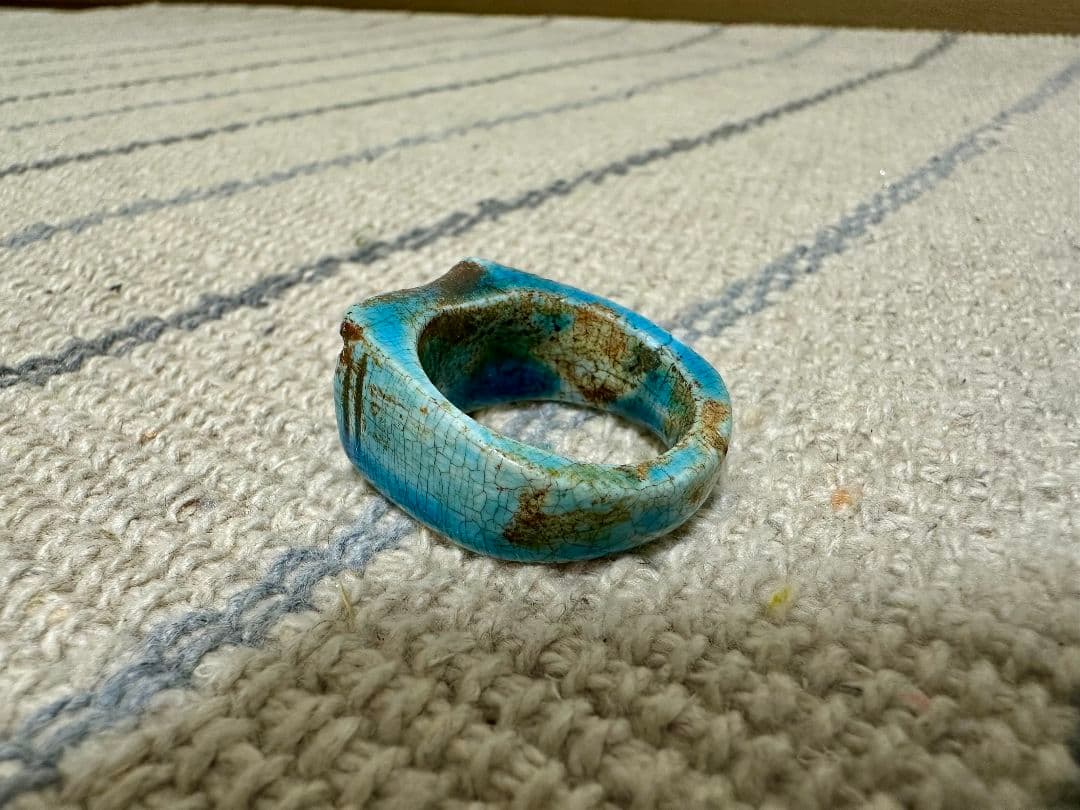 秘蔵品！ 古代エジプト 聖眼ウジャト ホルスの眼 リング ファイアンス 文化遺産