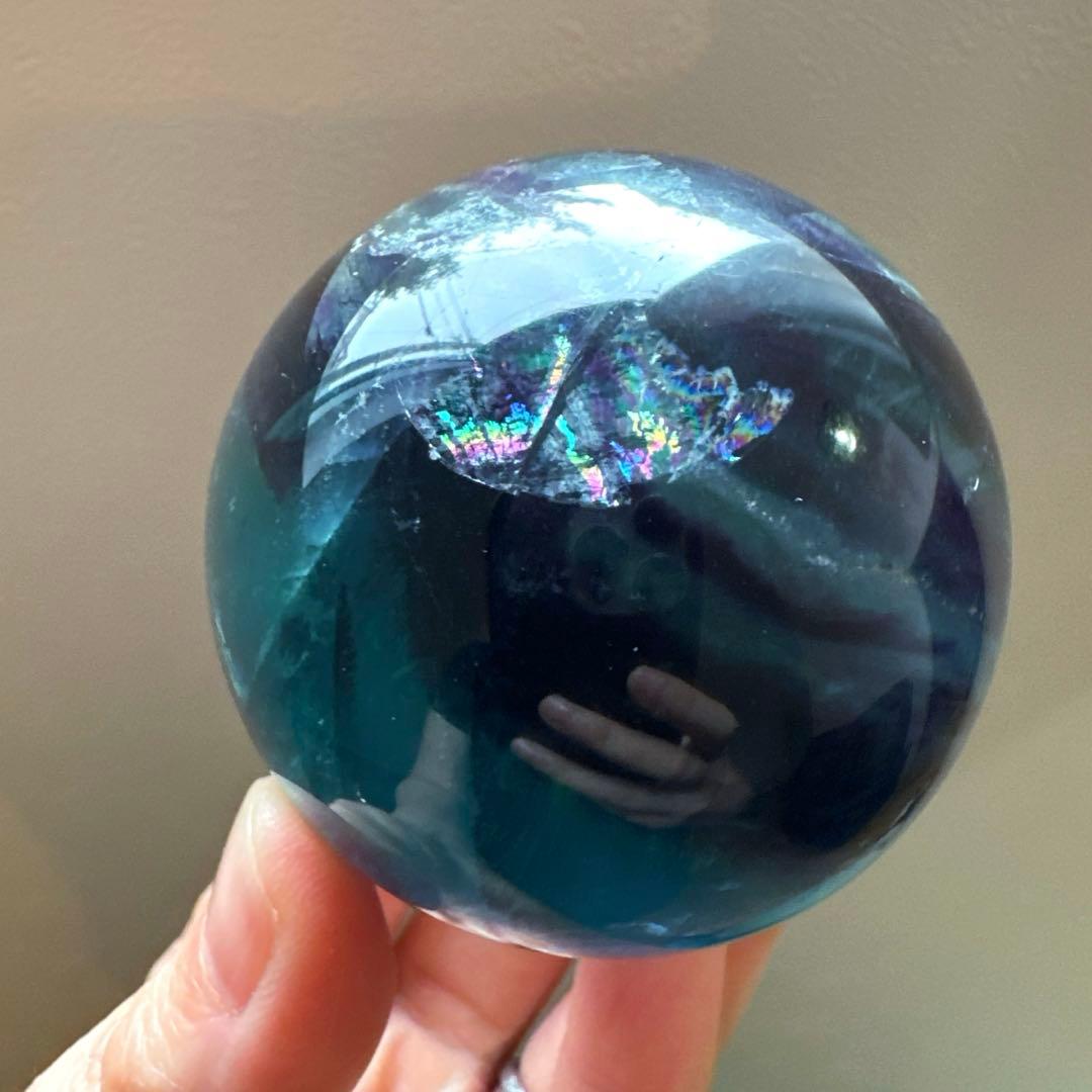 人*析様 ブルーフローライト　スフィア　5.6㎝　289g マリンブルー　フロー