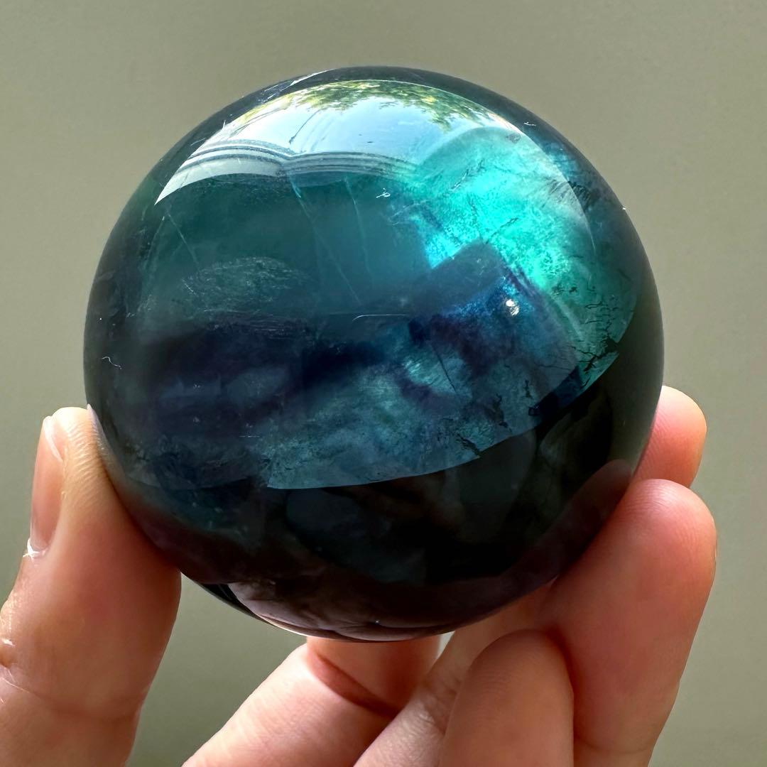 人*析様 ブルーフローライト　スフィア　5.6㎝　289g マリンブルー　フロー