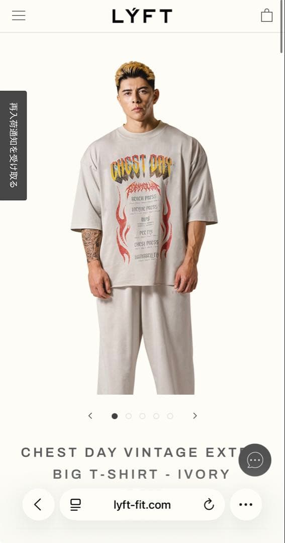 トップス LYFT CHEST DAY VINTAGE EXTRA BIG T-SHIRT