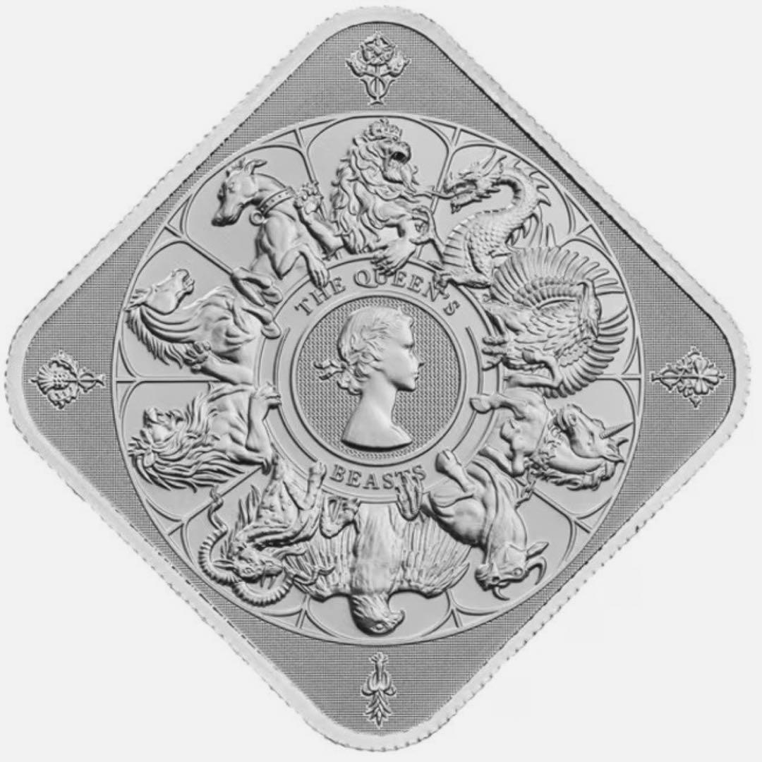 銀貨 英国 ロイヤルミント クイーンズビーストコンプリーター 四角型 1オンス