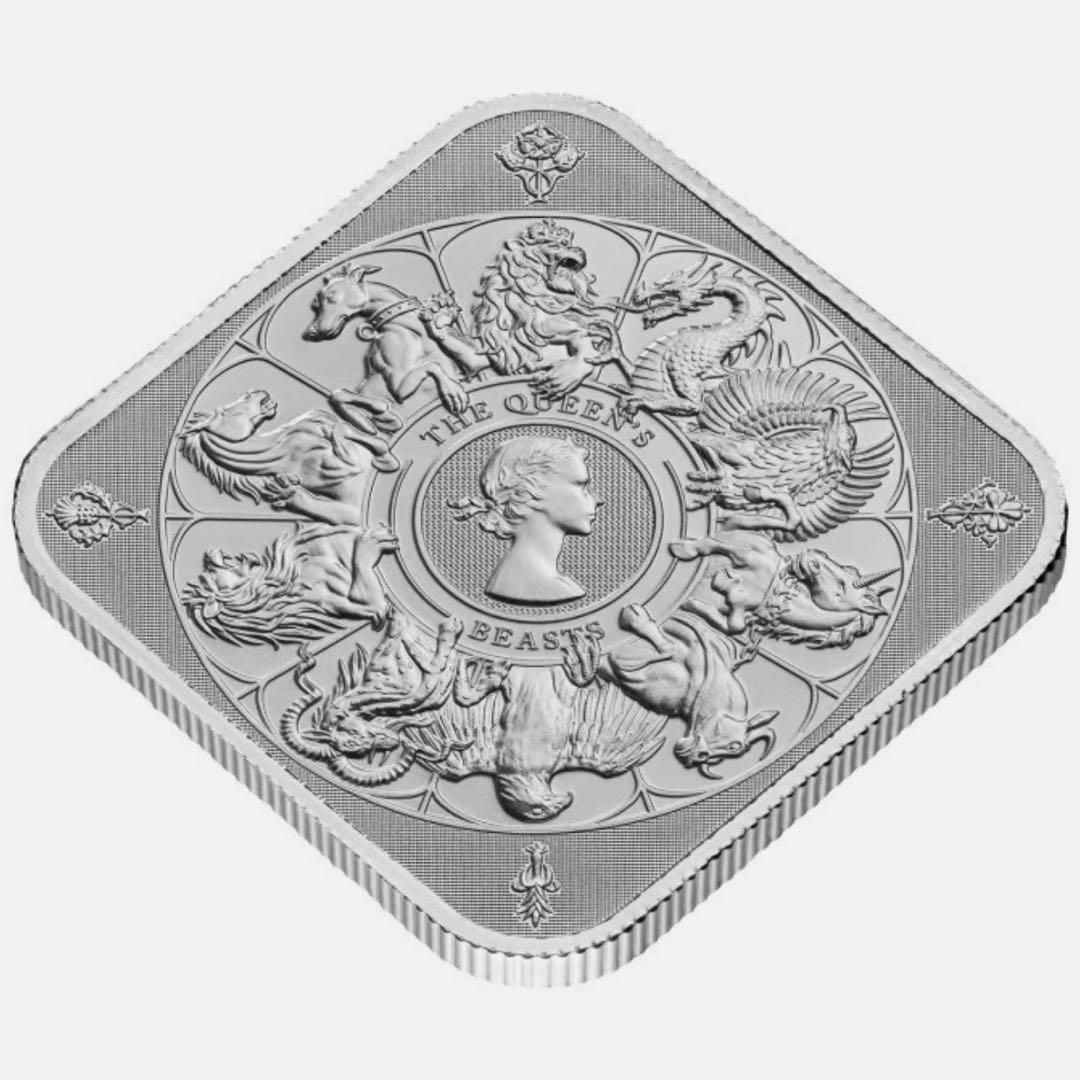 銀貨 英国 ロイヤルミント クイーンズビーストコンプリーター 四角型 1オンス