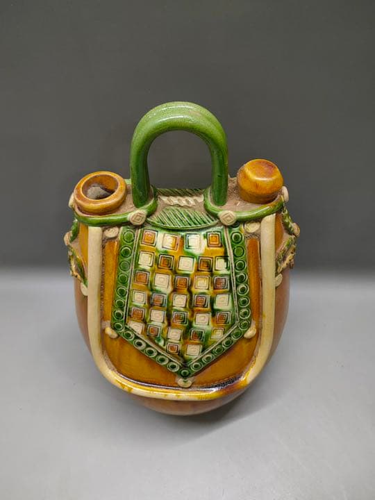 唐三彩　特大皮囊壺　　骨董品　陶芸　壺　アンティーク　陶器