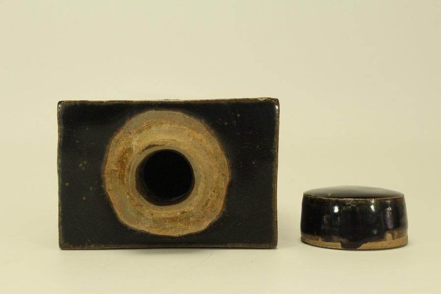中国美術 鉄釉 四方 茶壷 煎茶(LC978)