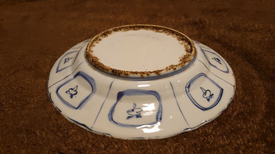 古染付　李朝　古玩　芙蓉　中皿　１客