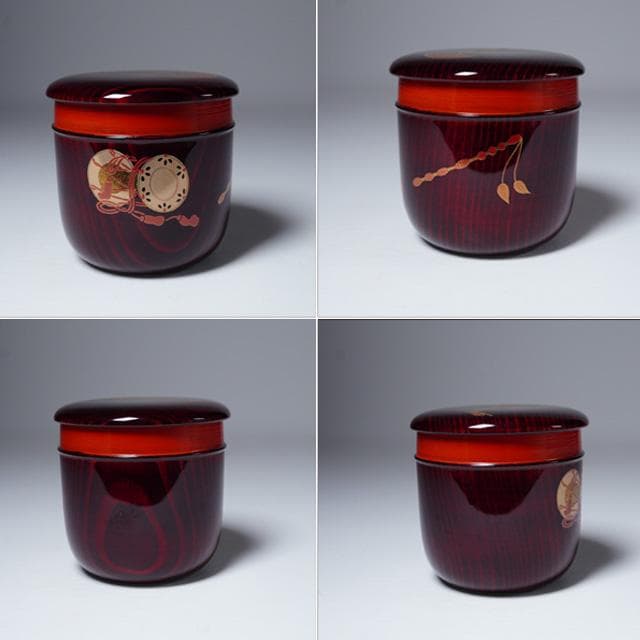 佐藤松斎　楽器蒔絵珠光棗　共箱　茶道具　茶器　輪島塗蒔絵師