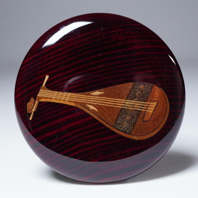 佐藤松斎　楽器蒔絵珠光棗　共箱　茶道具　茶器　輪島塗蒔絵師