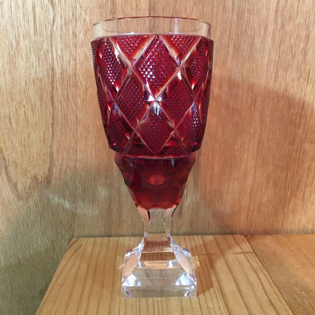 島津　薩摩切子　島津切子　脚付杯　SHIMAZU