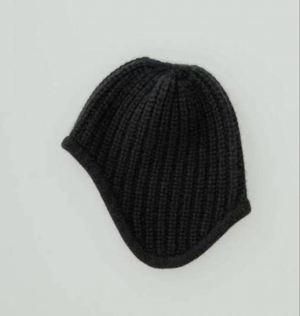 yo biotop ニット帽 リブ編み 黒 ビーニー帽子