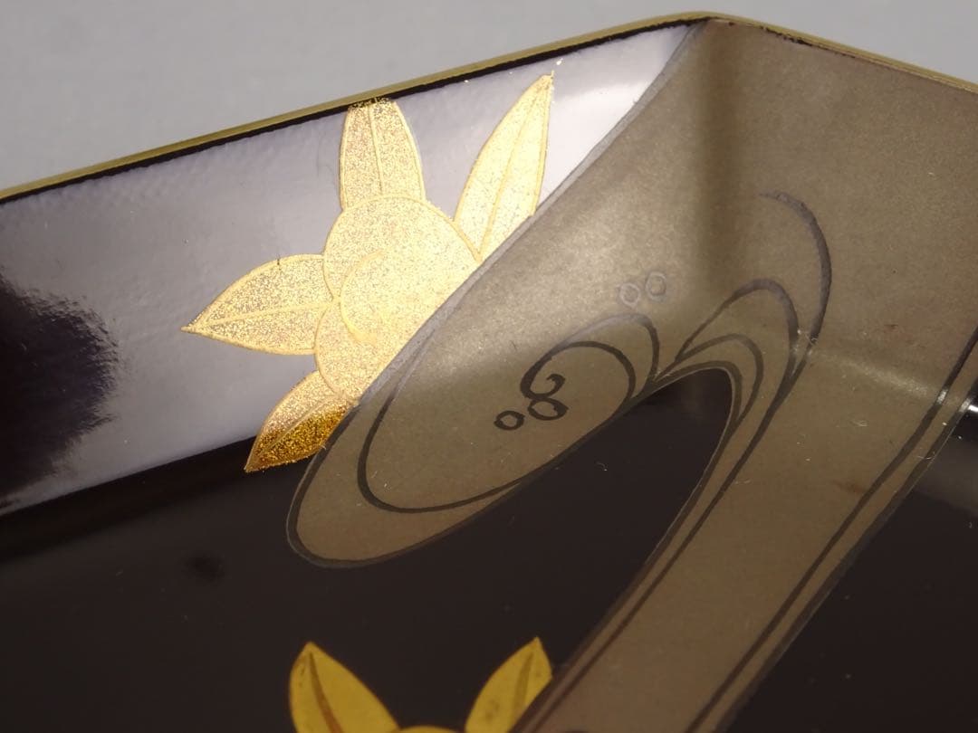 極上　輪島塗　雲に橘　蒔絵　六角　菓子皿　5客　菓子器　銘々皿　切金　木製漆器