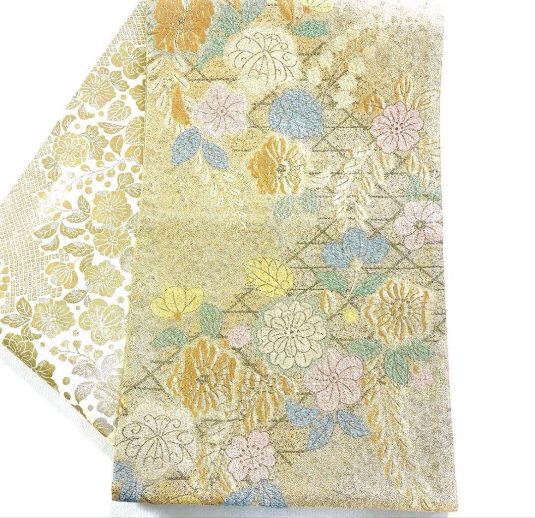 専用帯4900 4847 二点セット●交織 六通 袋帯