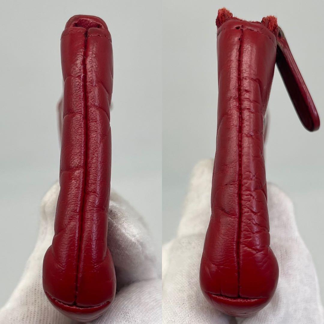 CHANEL ケース 小銭入れ カメリア ココマーク ロゴ金具 赤 本革