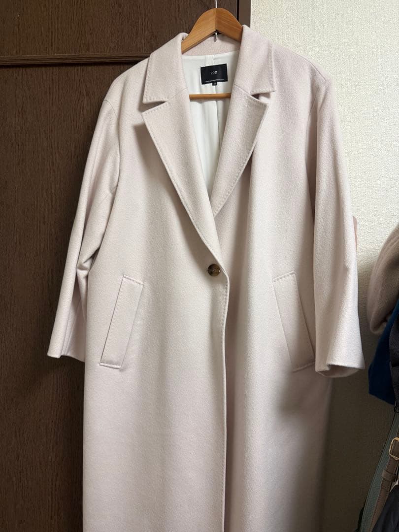 23区大きいサイズ48 ウールカシミアビーバーチェスターコート