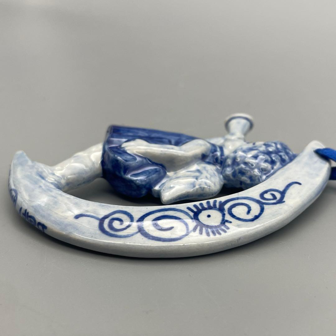 オランダ デルフト焼き 幸運を呼ぶ 月と天使の陶器