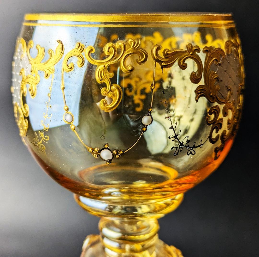 厚い金彩の大型19㎝グラス★モーゼル ボヘミアン グラス ワイン moser