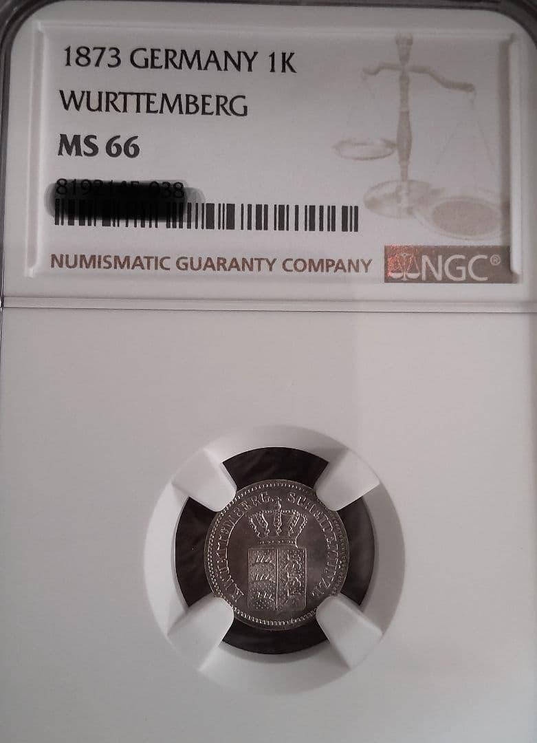 ✨ドイツ 1873年/NGC MS66/1クロイツァー銀貨✨
