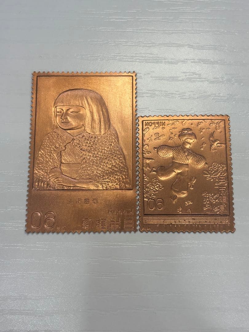 希少　松本徽章工業　純金　金属工芸品　8g 純金×純銅 切手　K24
