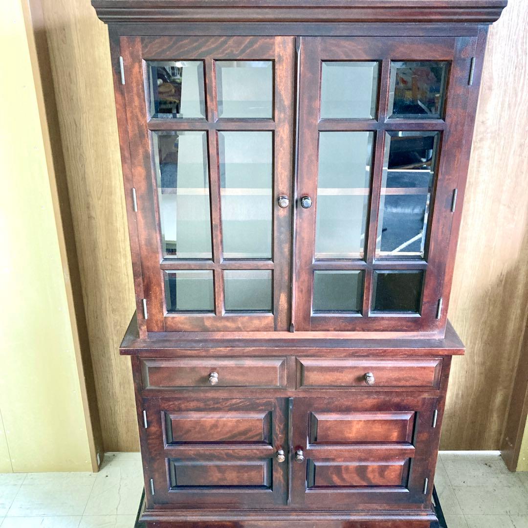 【良品】食器棚 ディスプレイ キャビネット収納棚 松本民芸家具