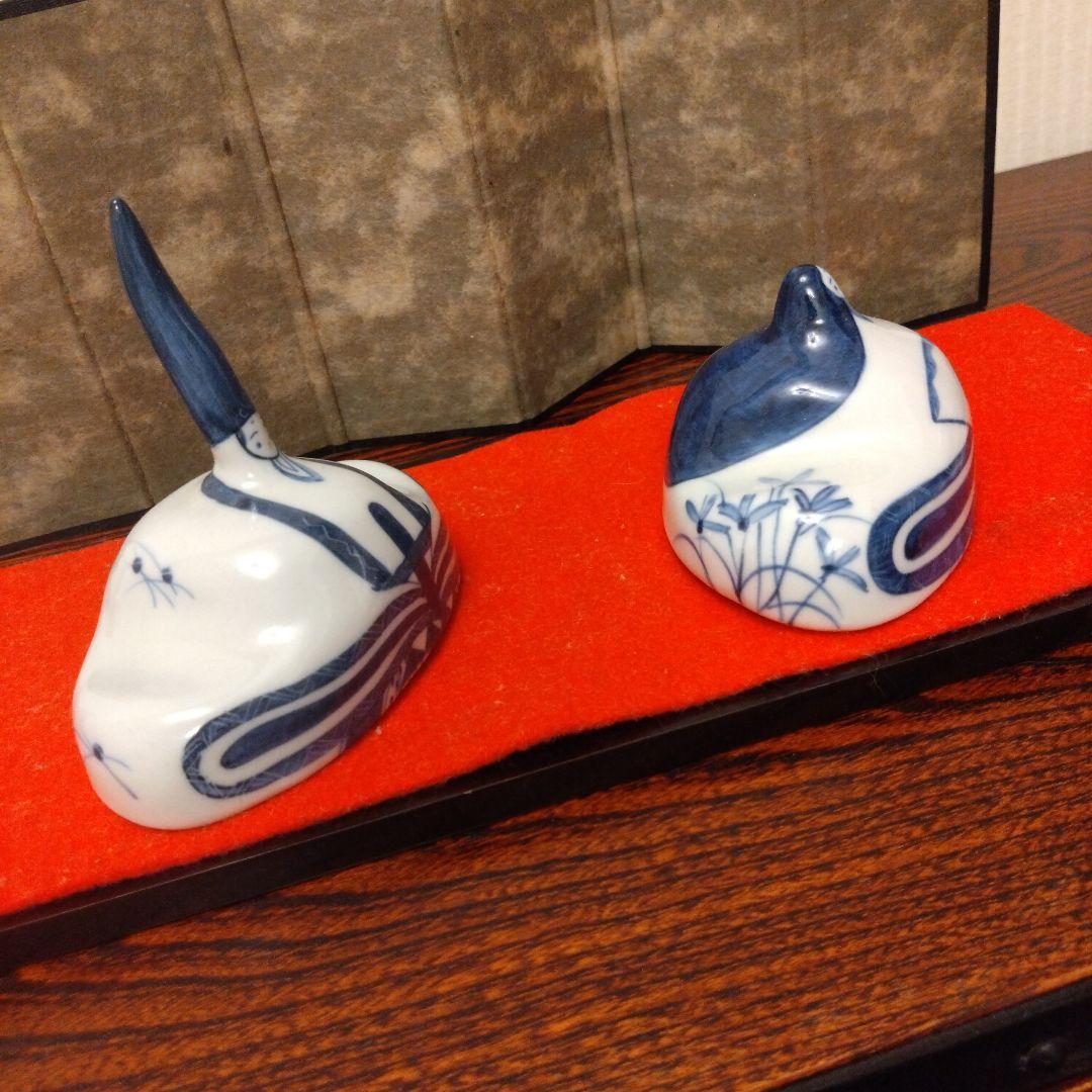 砥部雛　よし窯　雛人形　藍染の雛人形