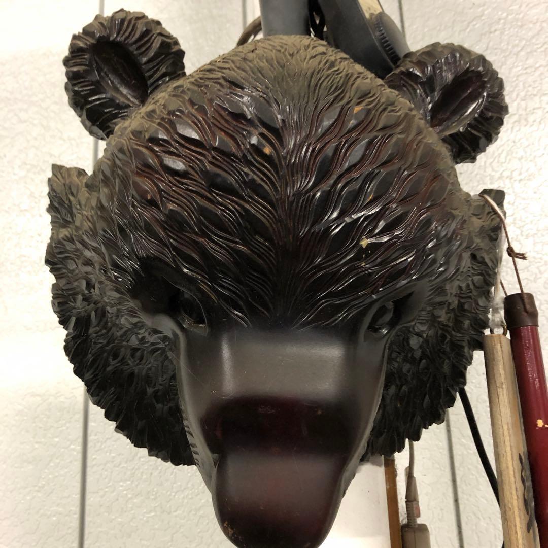 クマの顔 木製彫刻 インテリア