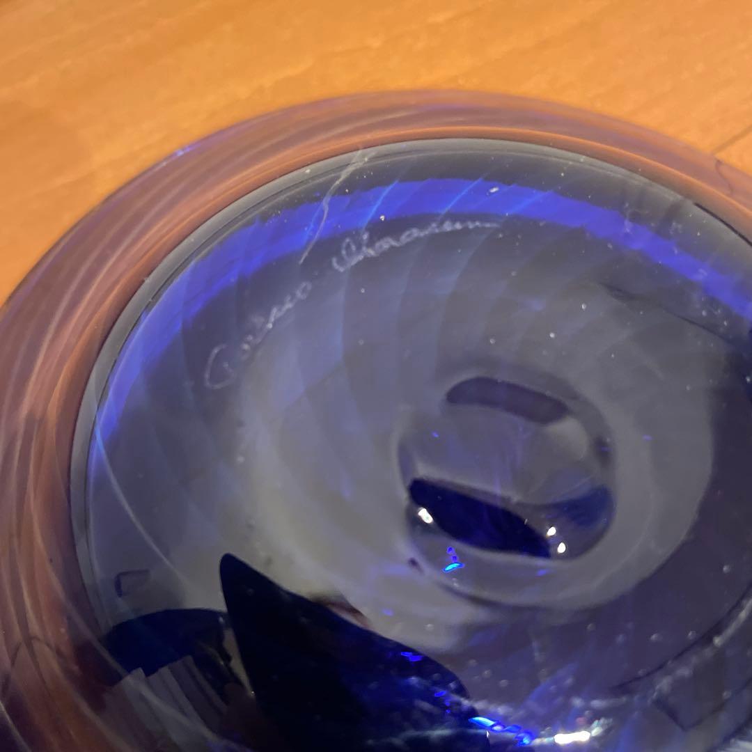 青色 渦巻き模様 ガラスボウル フィンランドの作家さんものです