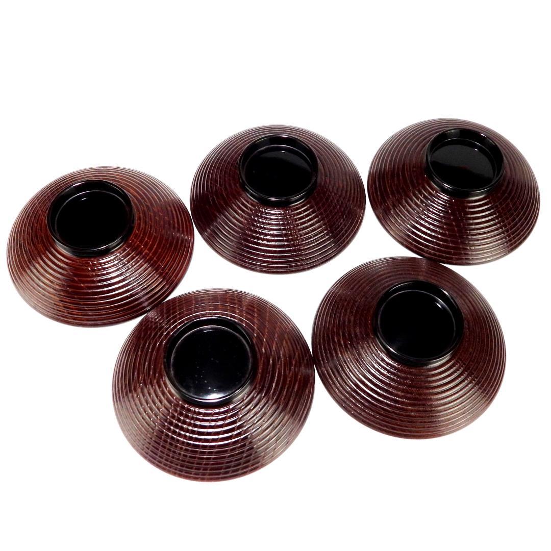 輪島塗　春帆作　金蒔絵　木製　蓋付椀　お煮物椀　吸物椀　5客