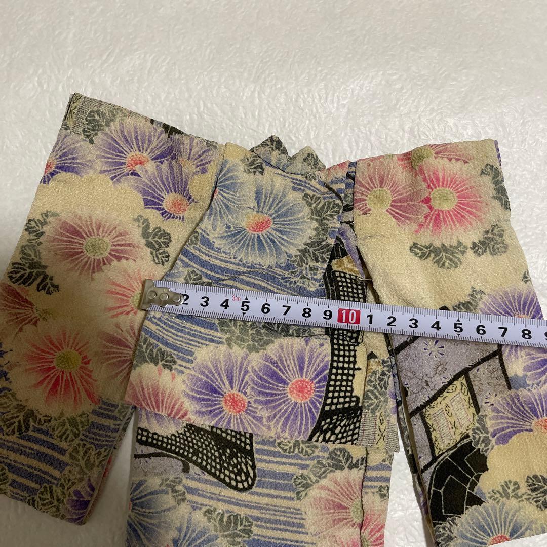 10081 市松人形の着物 6号　古布江戸縮緬