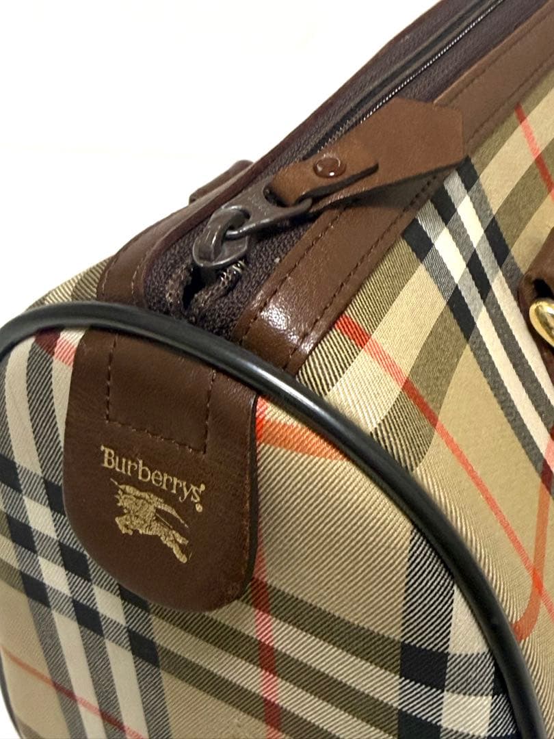 美品♪ オールド バーバリー Burberry ミニボストン ハンドバッグ