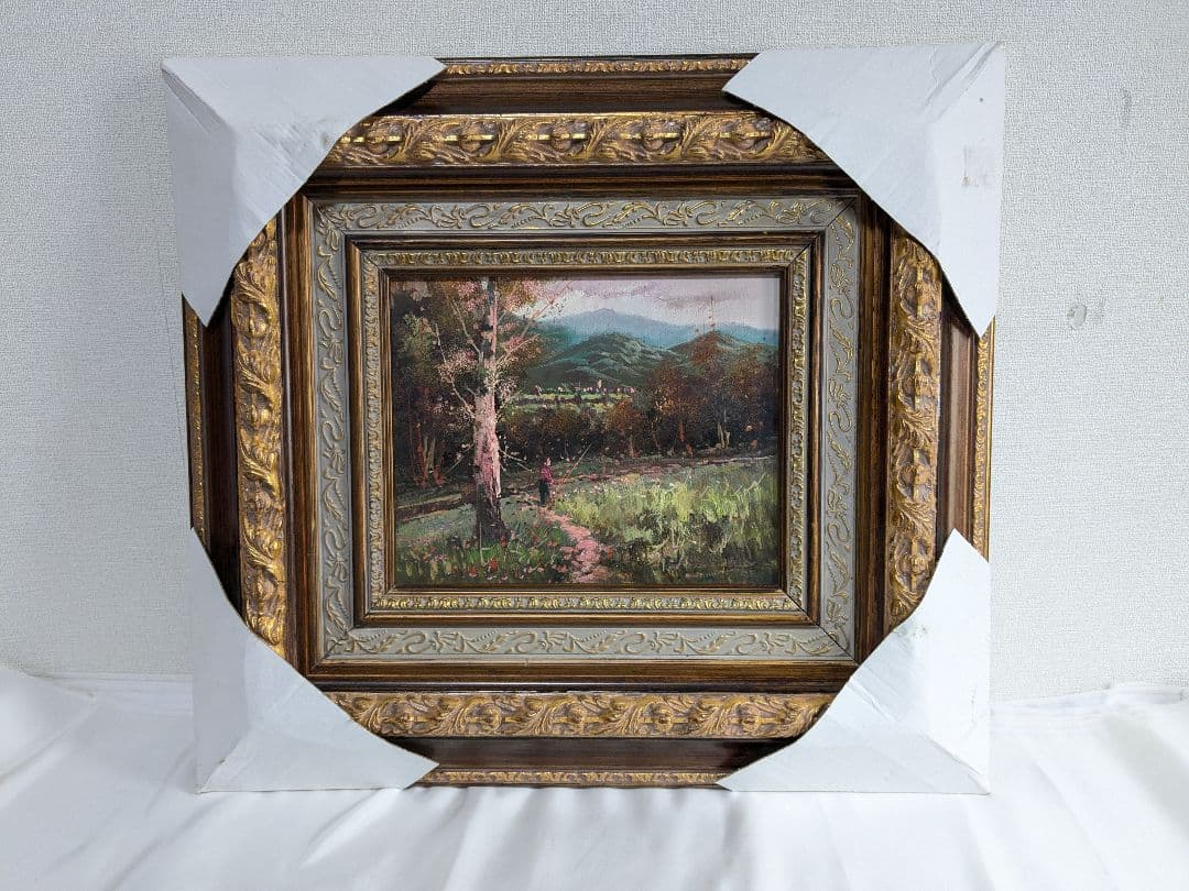 金縁　額縁　油絵　春　桜