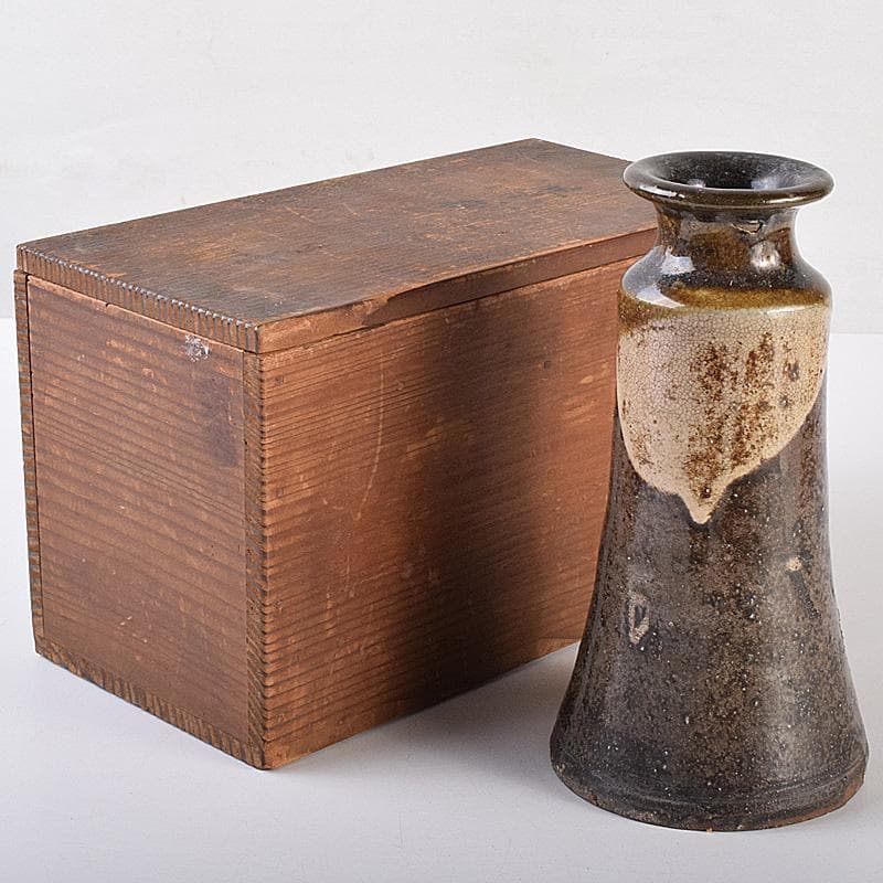 瀬戸焼　古瀬戸　織部　筒瓶　花瓶　時代箱　V　R7607