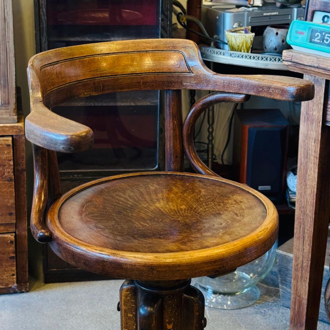 1920s Fischel ベントウッド 昇降式ハイチェア (チェコ製)