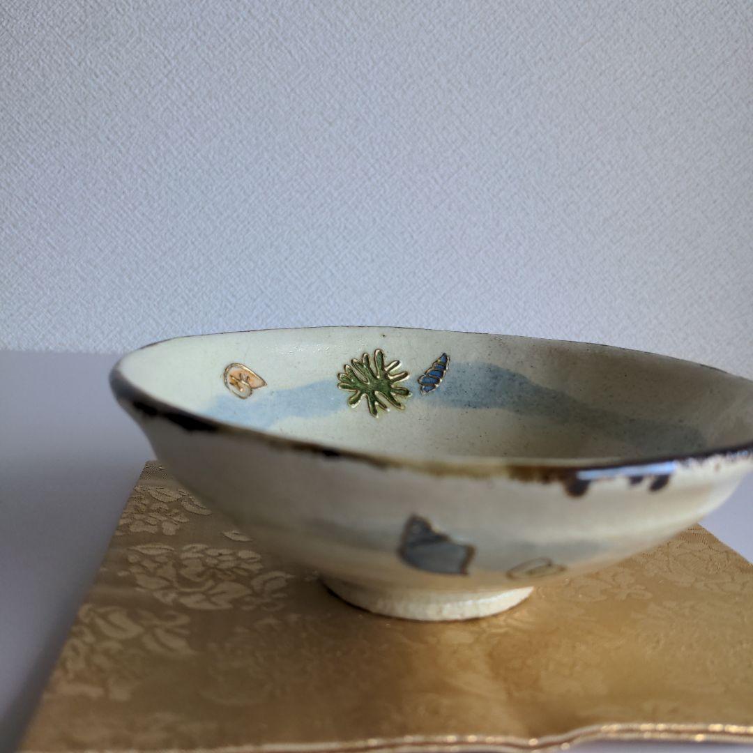 白楽 平茶碗「磯の香」桂窯　伊東桂楽造　共箱あり