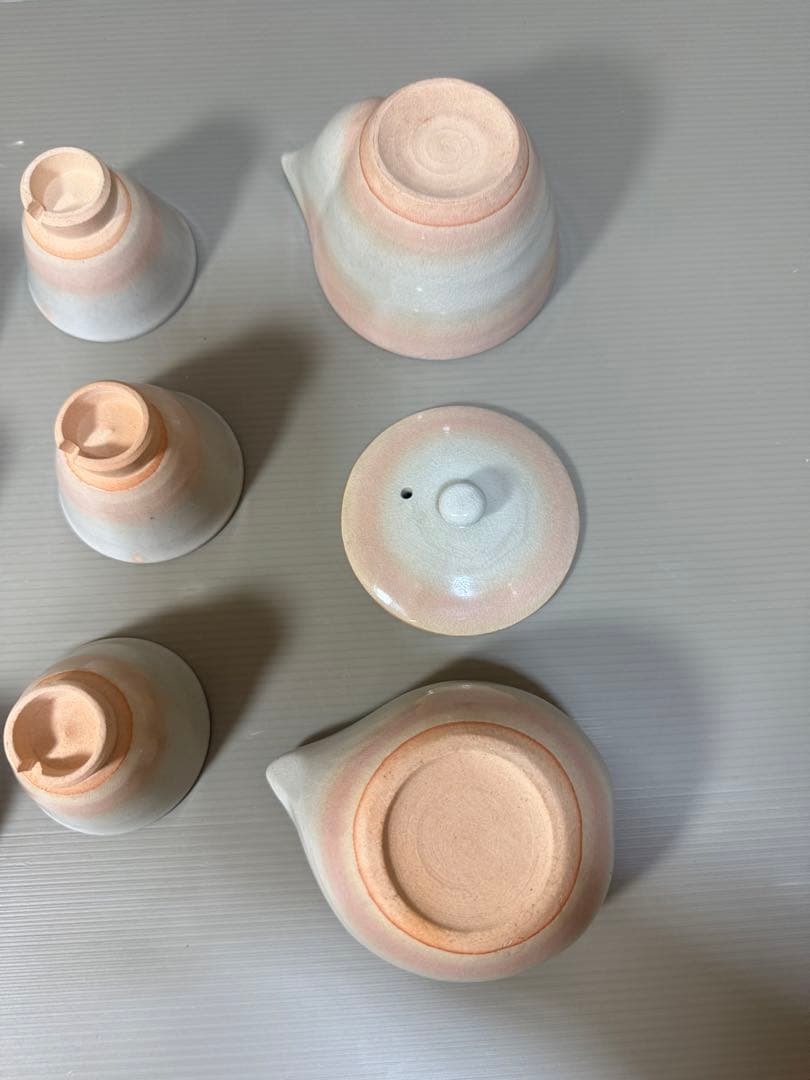 2239 萩焼　茶器セット　宝瓶1客　湯冷し1客　湯呑6客　未使用
