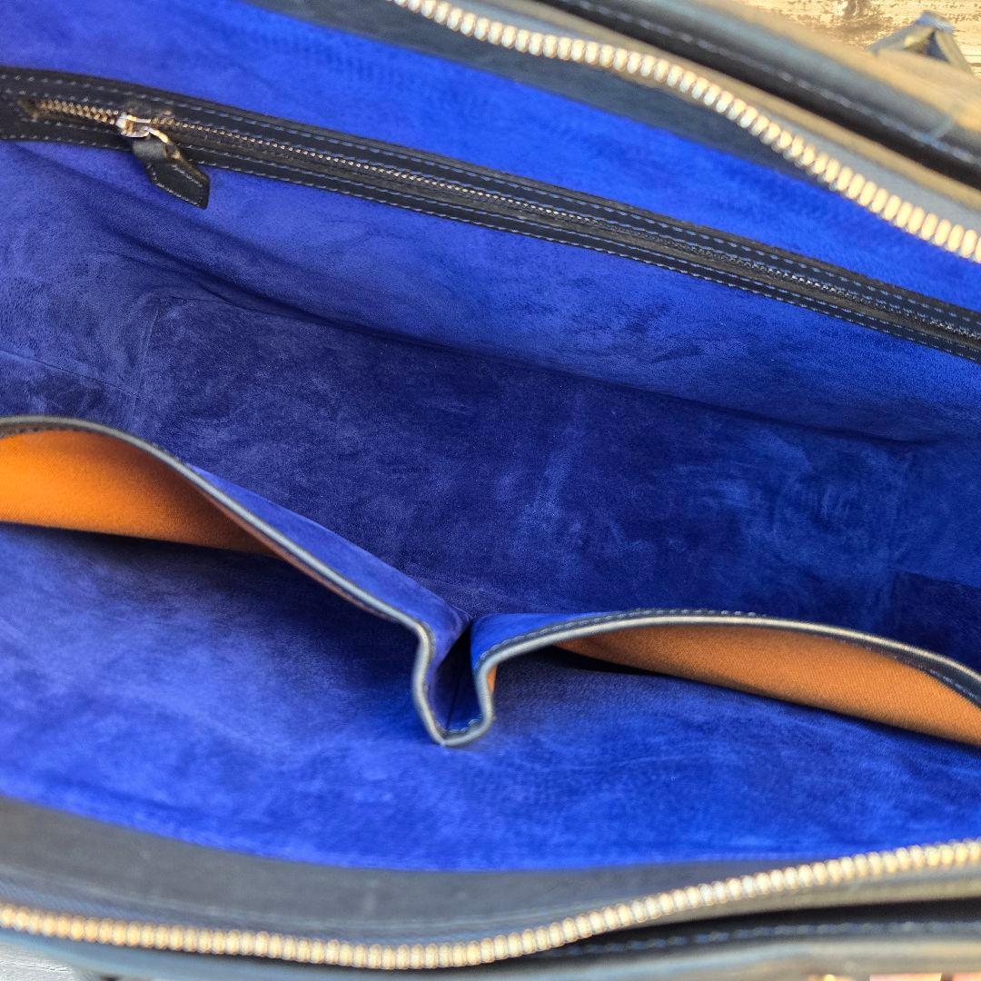 【美品】万双　双鞣和地　トートバッグ　ネイビー　ビジネス