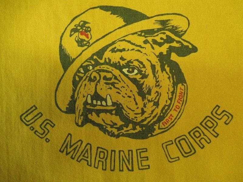 XL 25SS バウワウ USMC ブルドッグ ビンテージ 加工 パーカー 黄