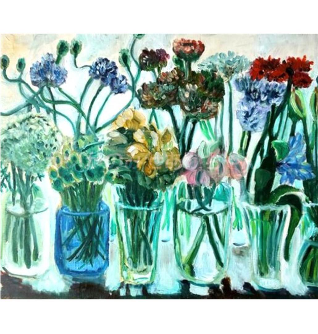 38×46㎝「窓辺の花瓶」油彩・原画・F8