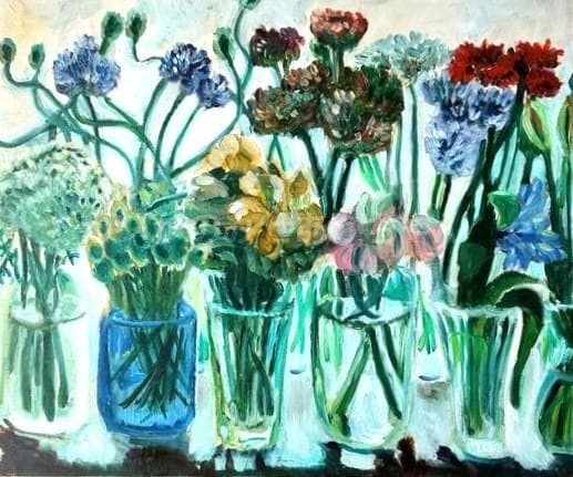 38×46㎝「窓辺の花瓶」油彩・原画・F8