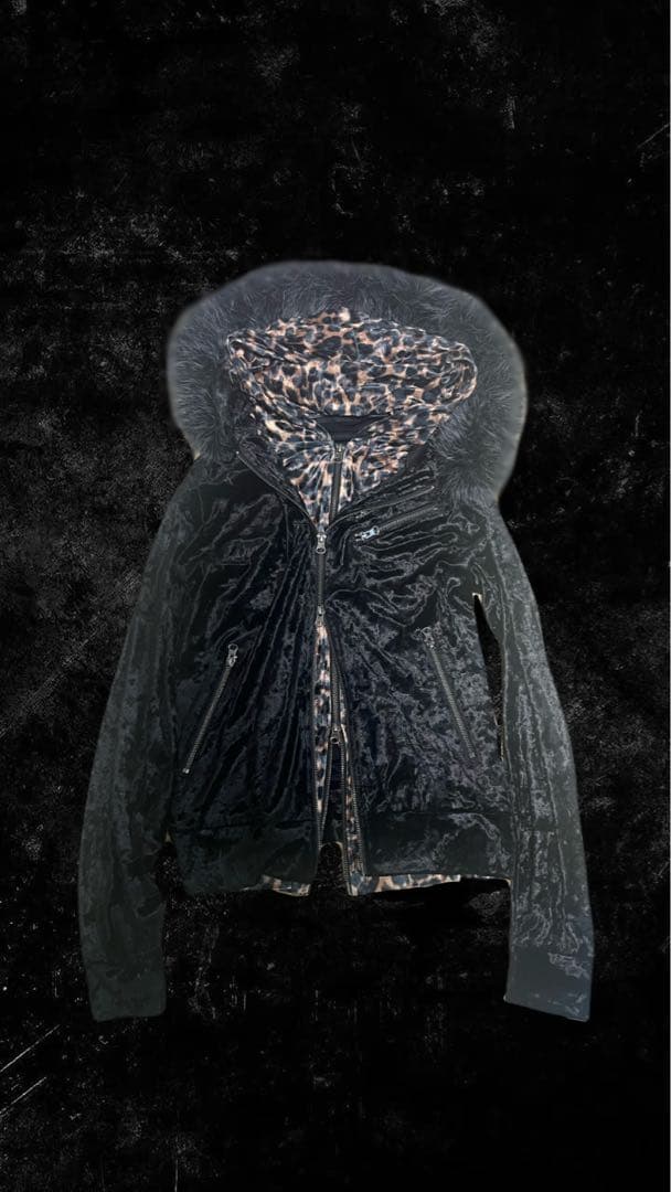 FUGA ファー付きベロア ダブルジップパーカー