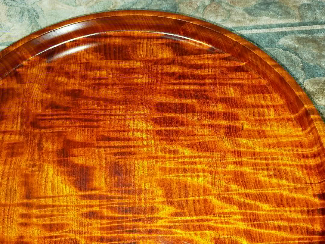 ♥お盆♥　栃　虎杢　♥　くり貫き　骨董　古玩