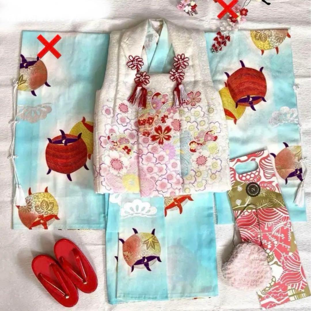 専用　七五三　正絹　被布　日本製　バック　草履　千歳飴袋　4点セット　少々訳あり
