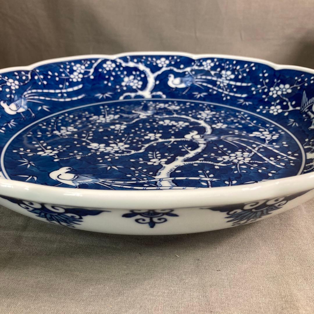 【源右衛門】古伊万里の伝統　日本の名窯　舘林源右衛門作　祥瑞手梅鳥図　花形大皿