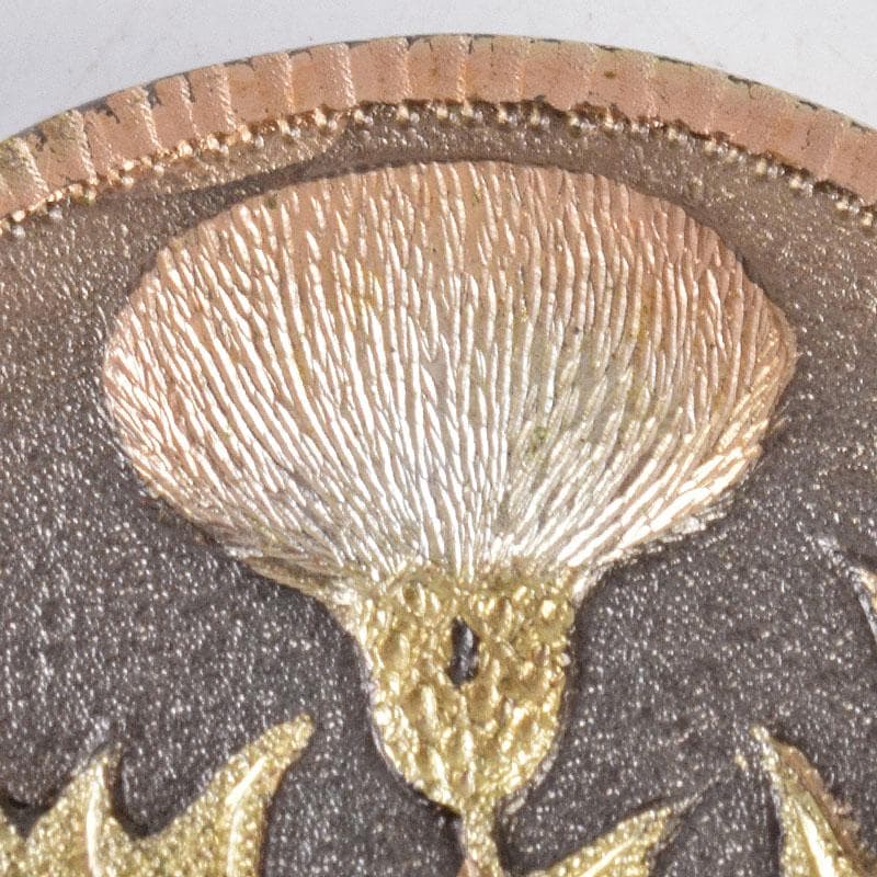 和装小物　彫金　大津陽信作　蒲公英文　帯留　共箱　C　R9042