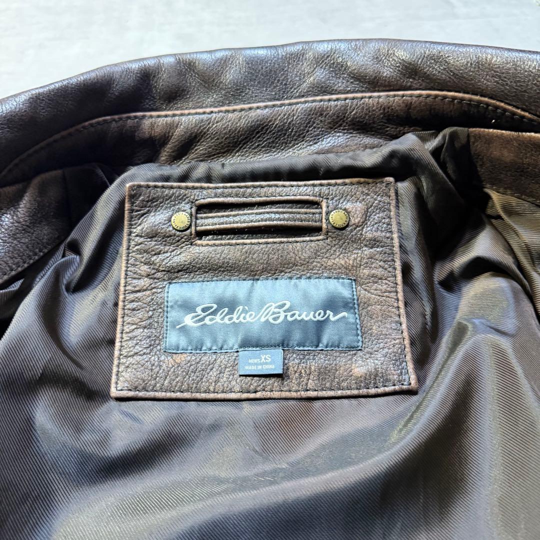00s Eddie Bauer シングルレザージャケット TALONジップ 本革