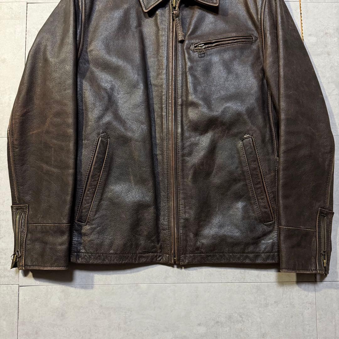 00s Eddie Bauer シングルレザージャケット TALONジップ 本革