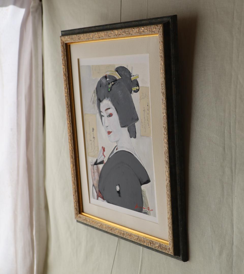 『小夜更けて 』　※京都舞妓さん。　手描き1点物。（アクリル防カビ保護ワニス済）