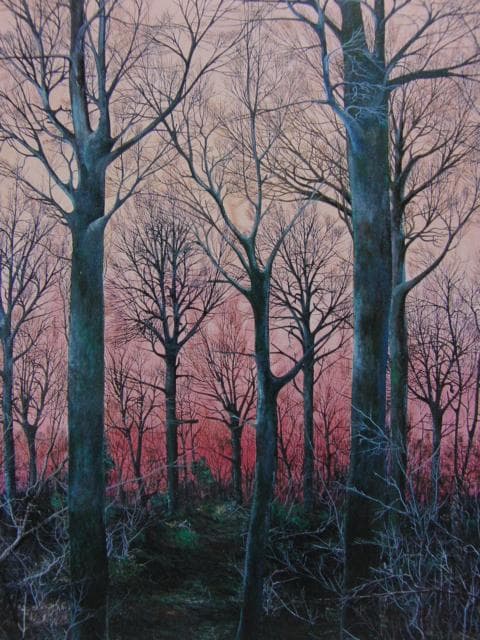 植月正紀、'94樹木の感情、希少な画集より、新品高級額・額装付