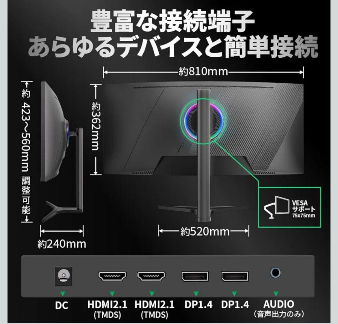 cocopar モニター 34インチ UWQHD