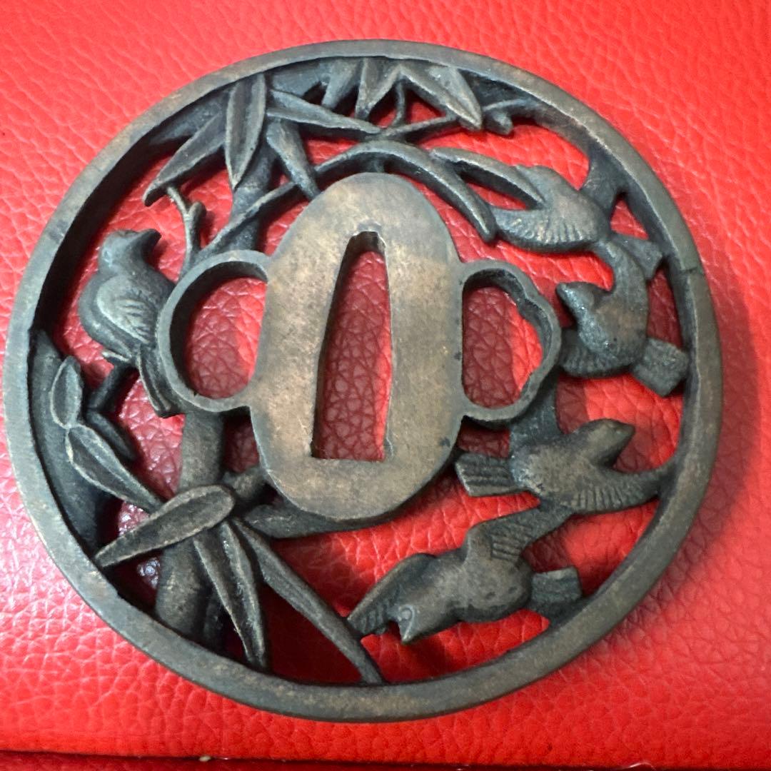 鉄製 鳥と竹の鍔(つば)蔵出し品！