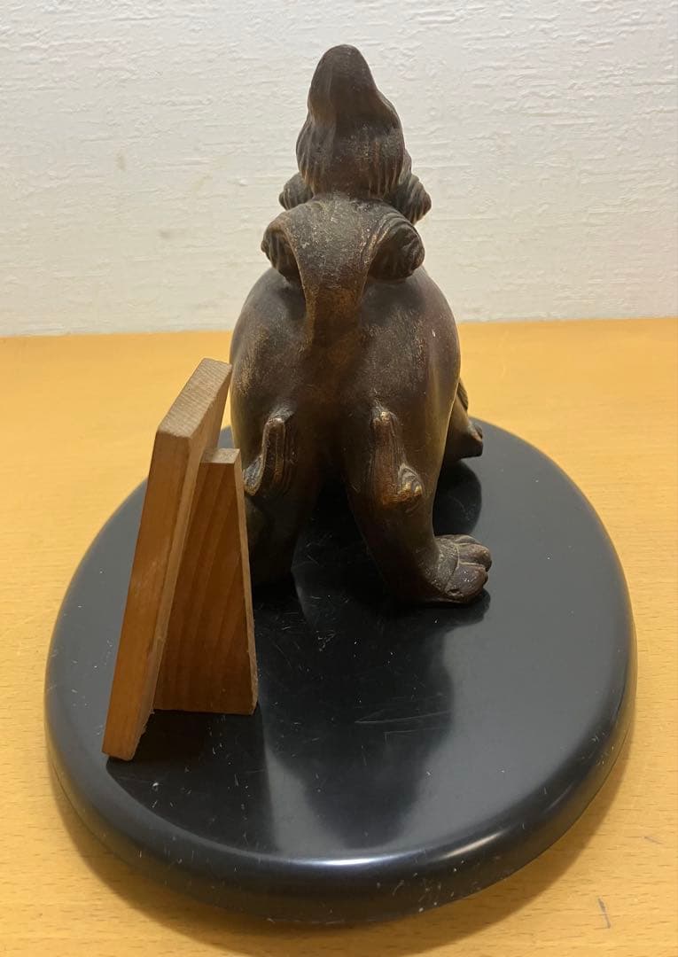 【置物】祝獅子　獅子　彫刻　縁起物　魔除け　昭和レトロ　アンティーク