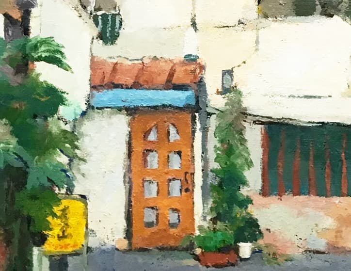 絵画489 油絵/風景/街景/東京/池袋/人世横丁/P10号